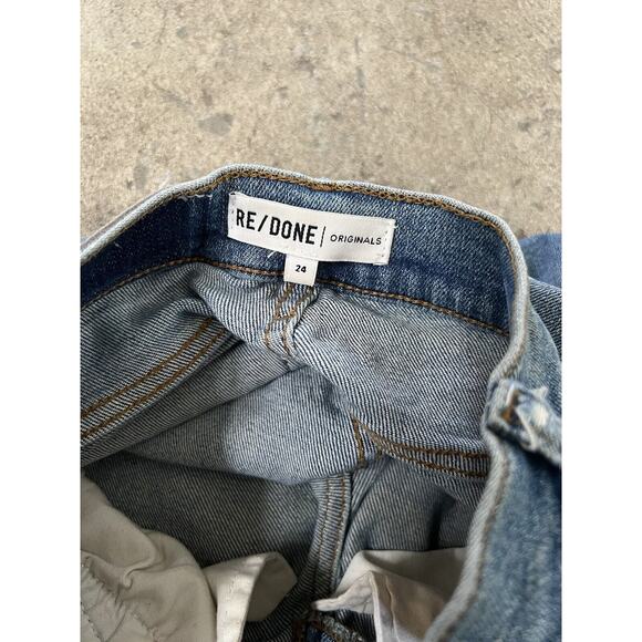 Re/Done Women's Size 24 Button Fly High Rise Ankle Crop‎ Jeans Worn Indigo - Picture 4 of 6
